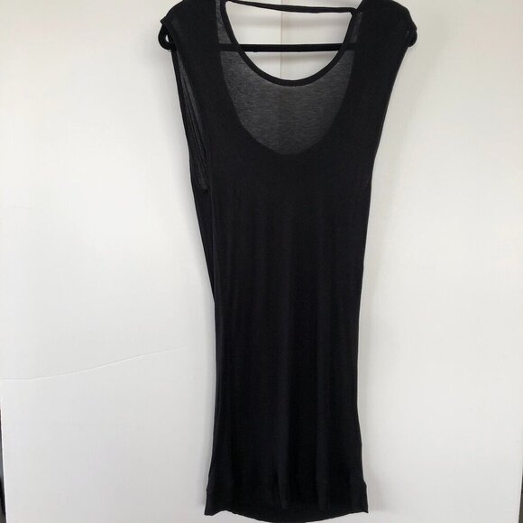 Tβ by ALEXANDER WANG Drape-Back Above Knee/Mini Rayon Sleeveless Black Dress S - Picture 8 of 13
